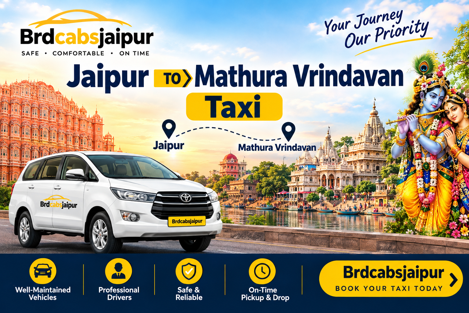 Jaipur to Mathura Vrindavan Taxi